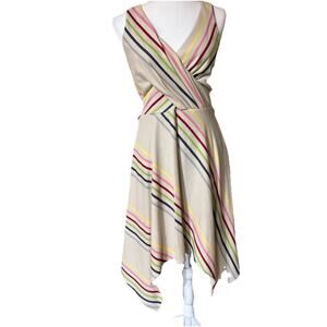 Anthropologie Eva Franco Ivory Multi-Color Striped Dress Size 4